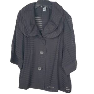 Damee Inc Black Striped Jacket. Double Wired Collar. SM. [A004]